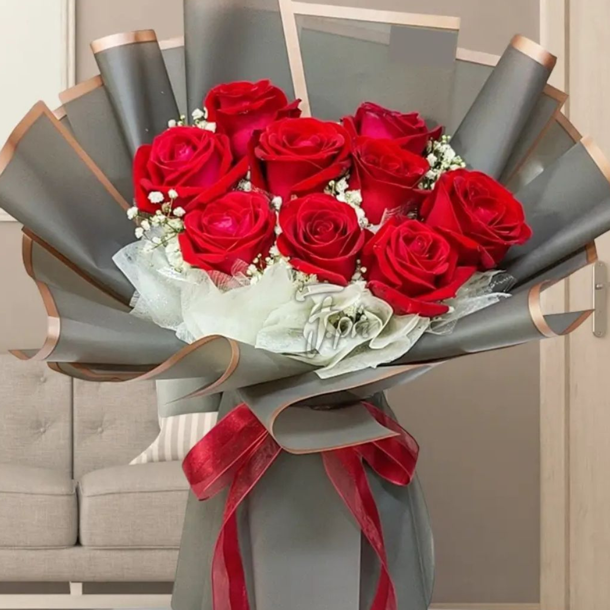 Floral Love Sonata – romantic red rose bouquet – Petal Frost flower
