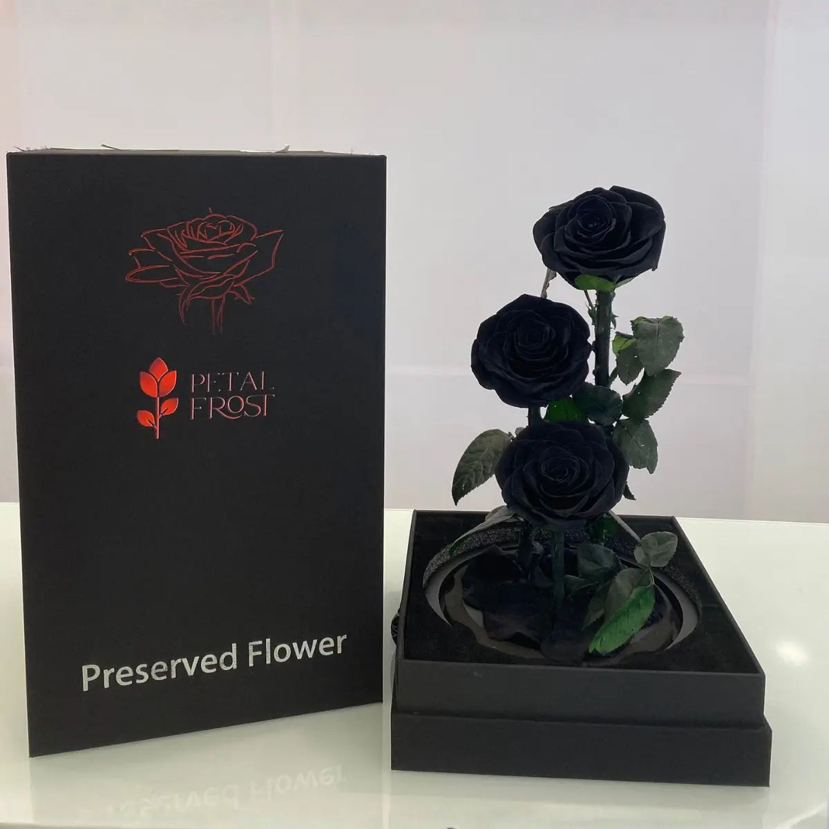 Preserved 3 Black Roses in dubai flower gift for him in dubai flower shop