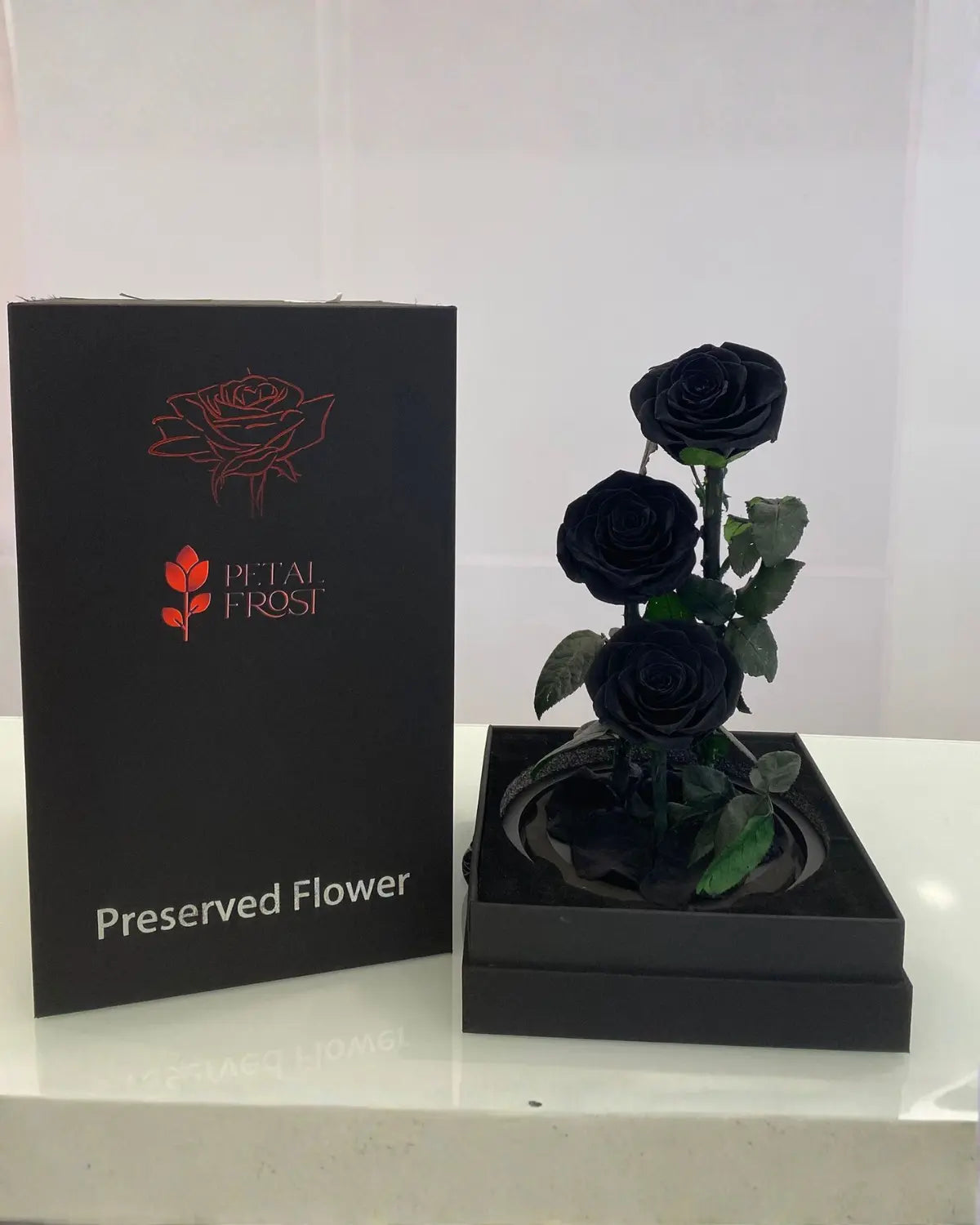 Preserved 3 Black Roses in dubai flower gift for him in dubai flower shop
