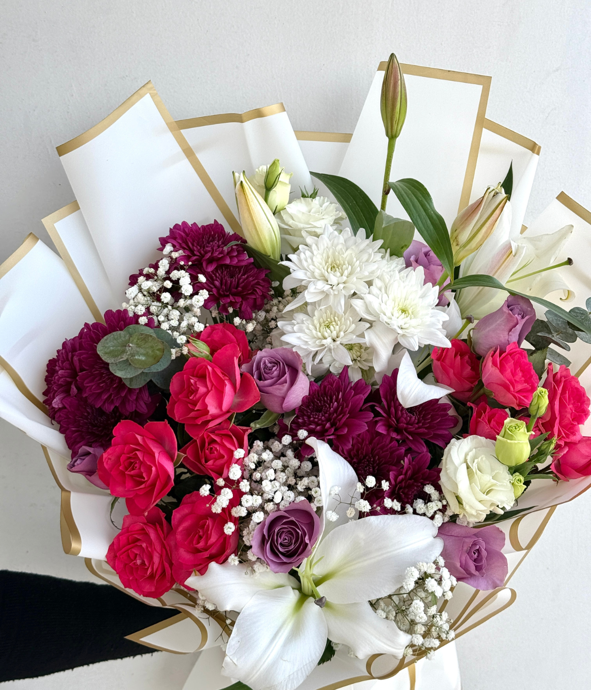 Lily’s Enchanted bouquet – lilies and roses – Petal Frost Dubai