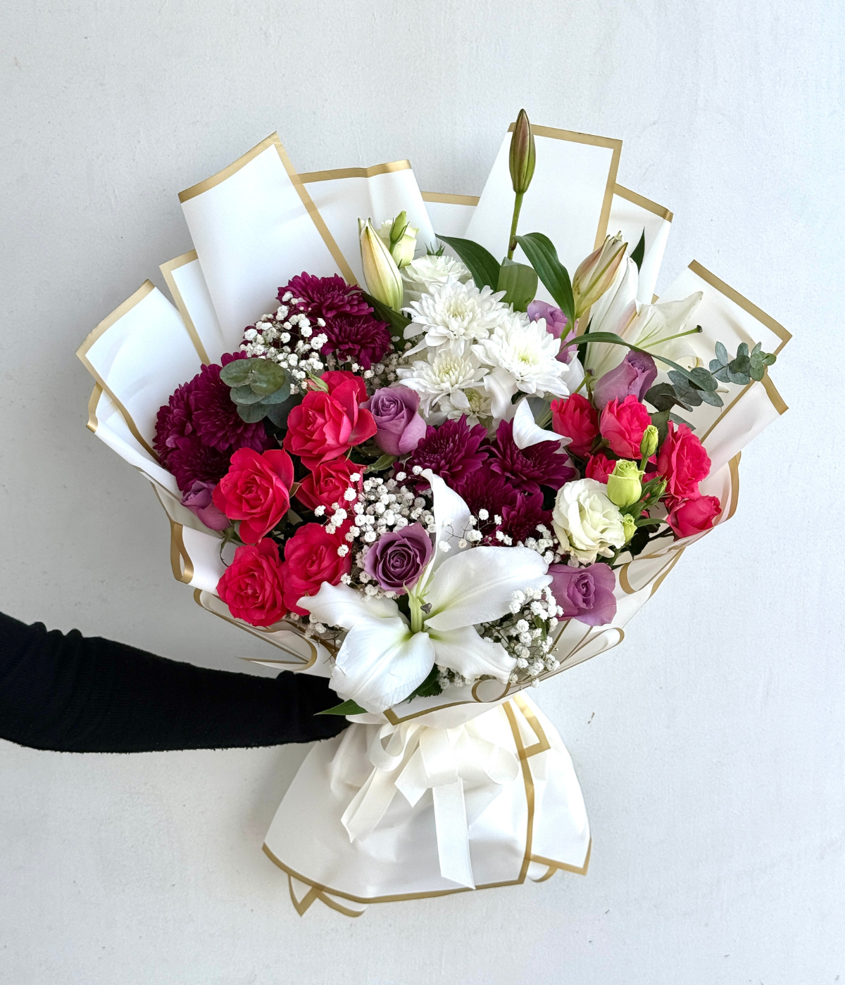 Lily’s Enchanted bouquet – lilies and roses – Petal Frost Dubai
