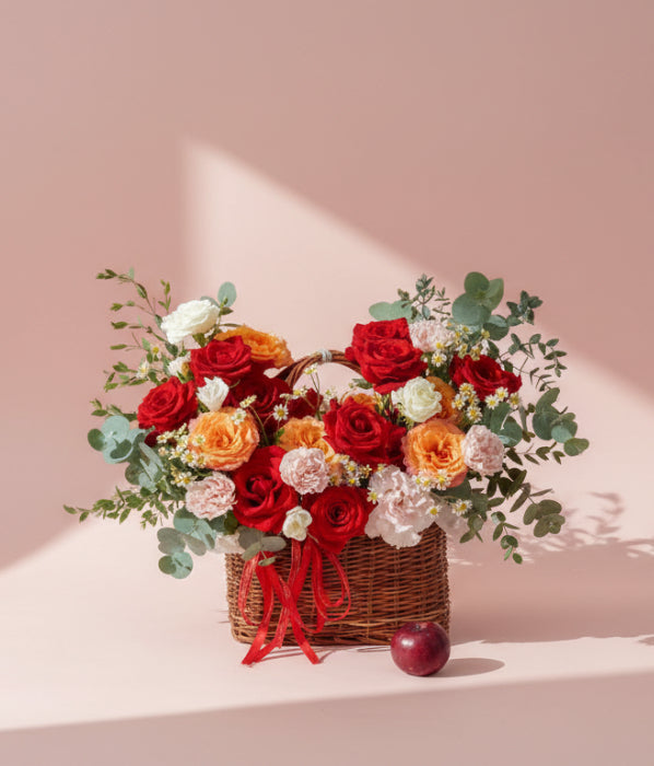 Basket of red flowers