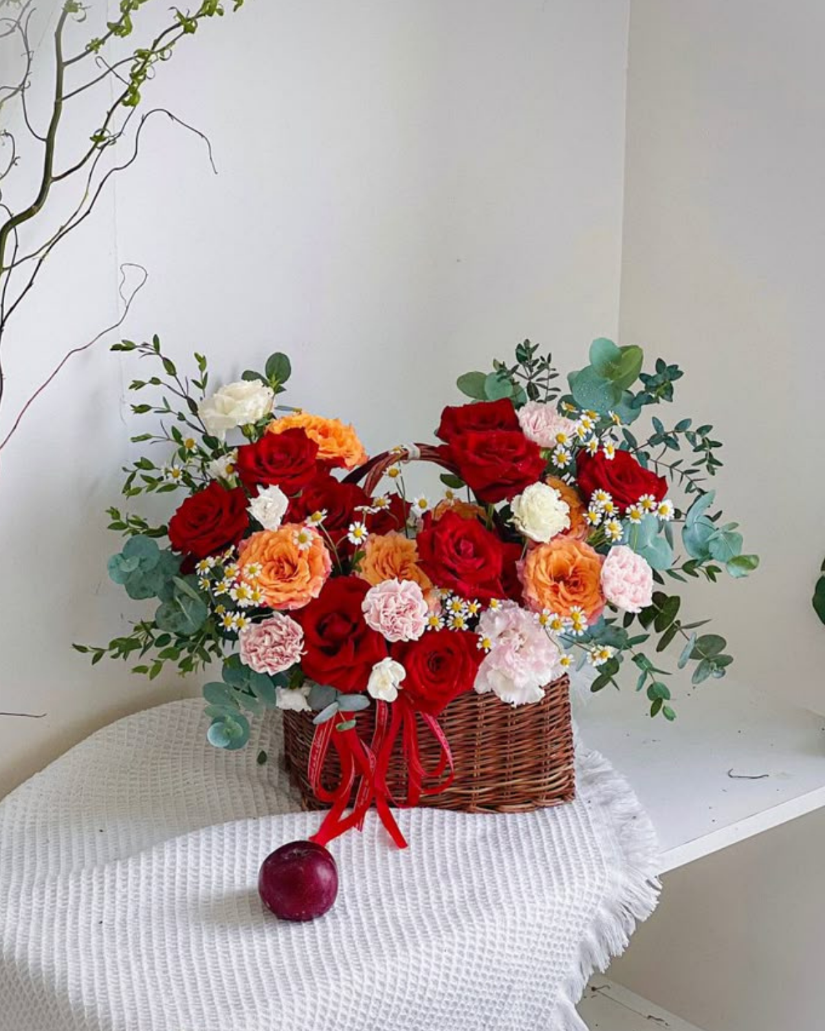 Basket of red flowers