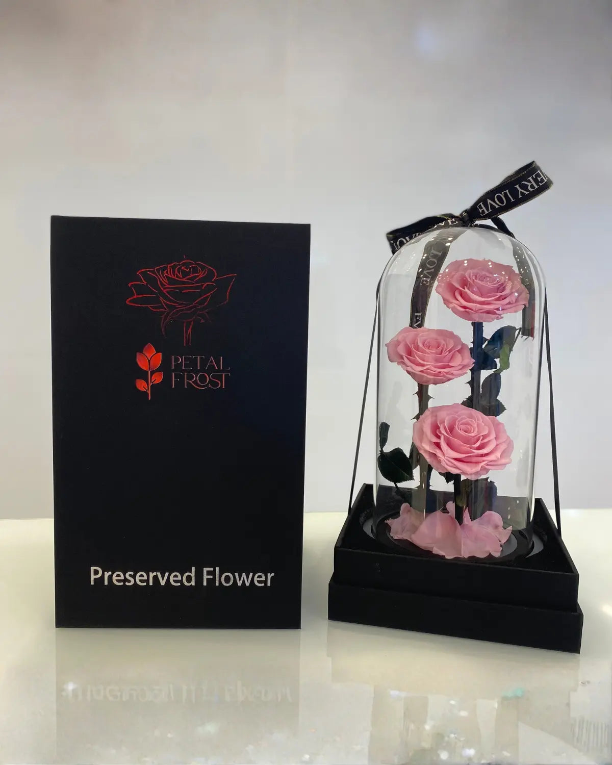 3 Pink Preserved flowers in dubai flower shop near me