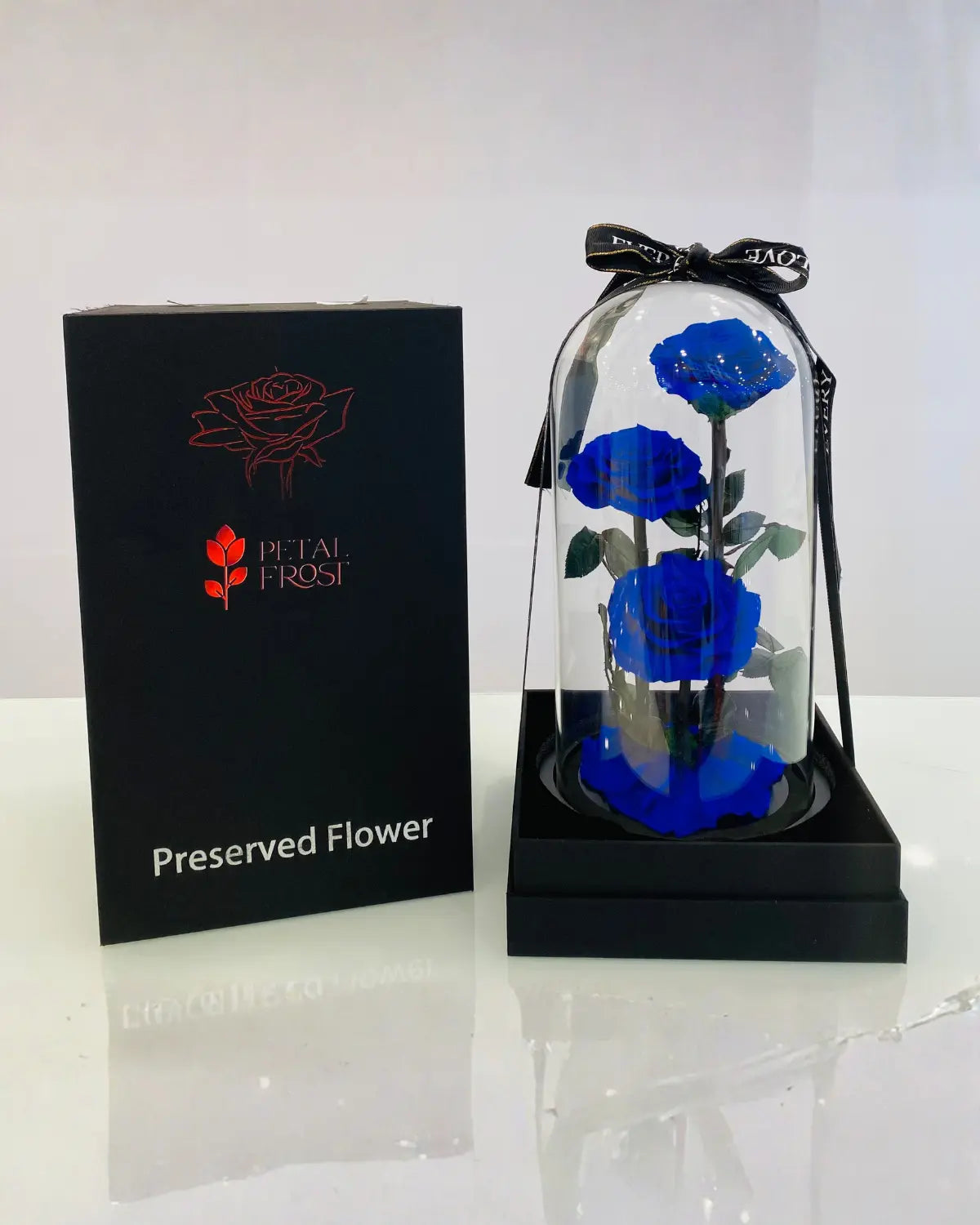3 Preserved Blue Roses
