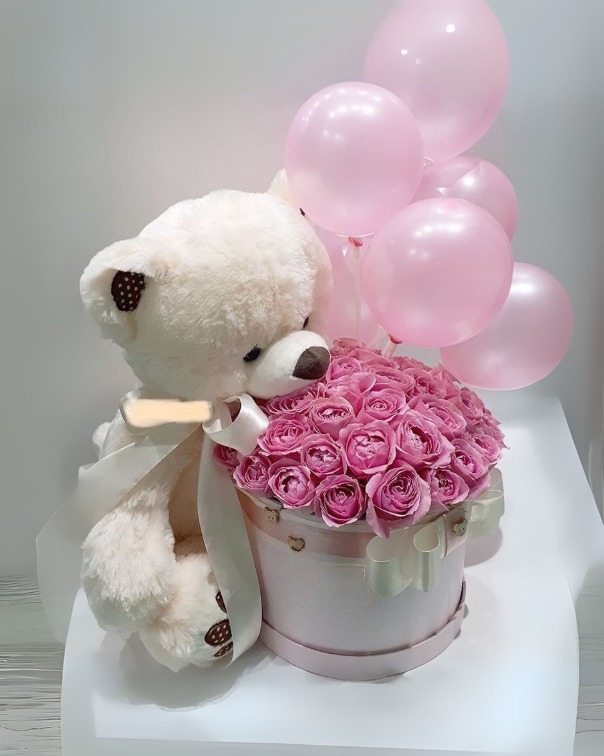 Combo bear with box of flowers