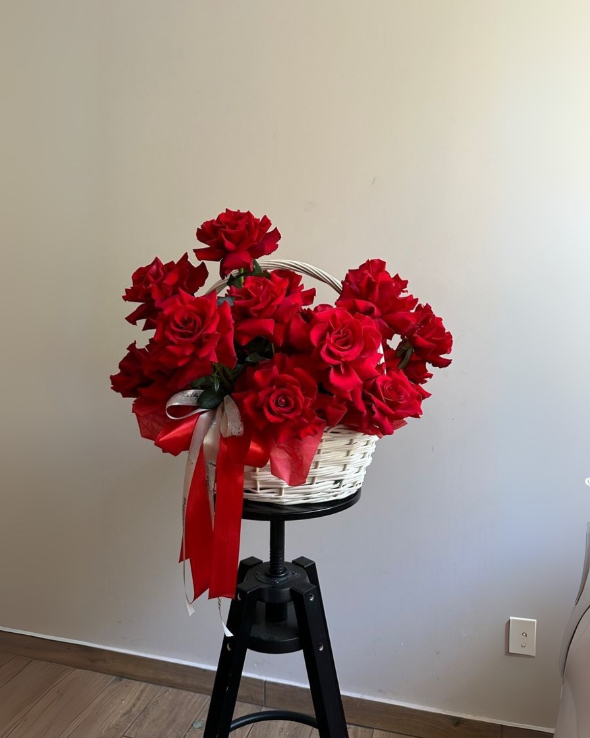 Basket of rose red