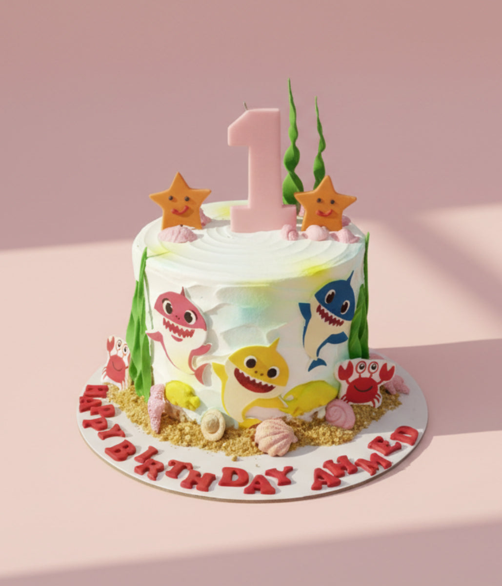 Baby Shark White Cake