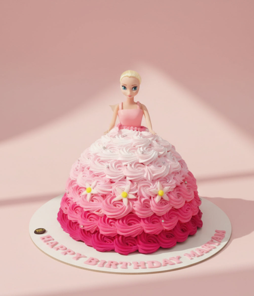 Barbie Doll Rosette Cake