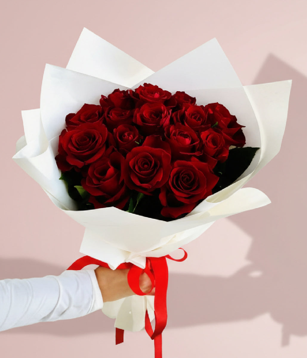 Blooms of red roses