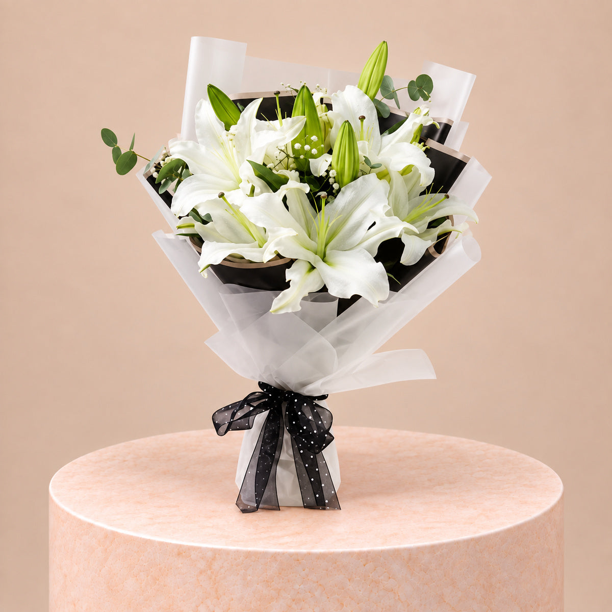 Charming White Lilies Bouquet Standard