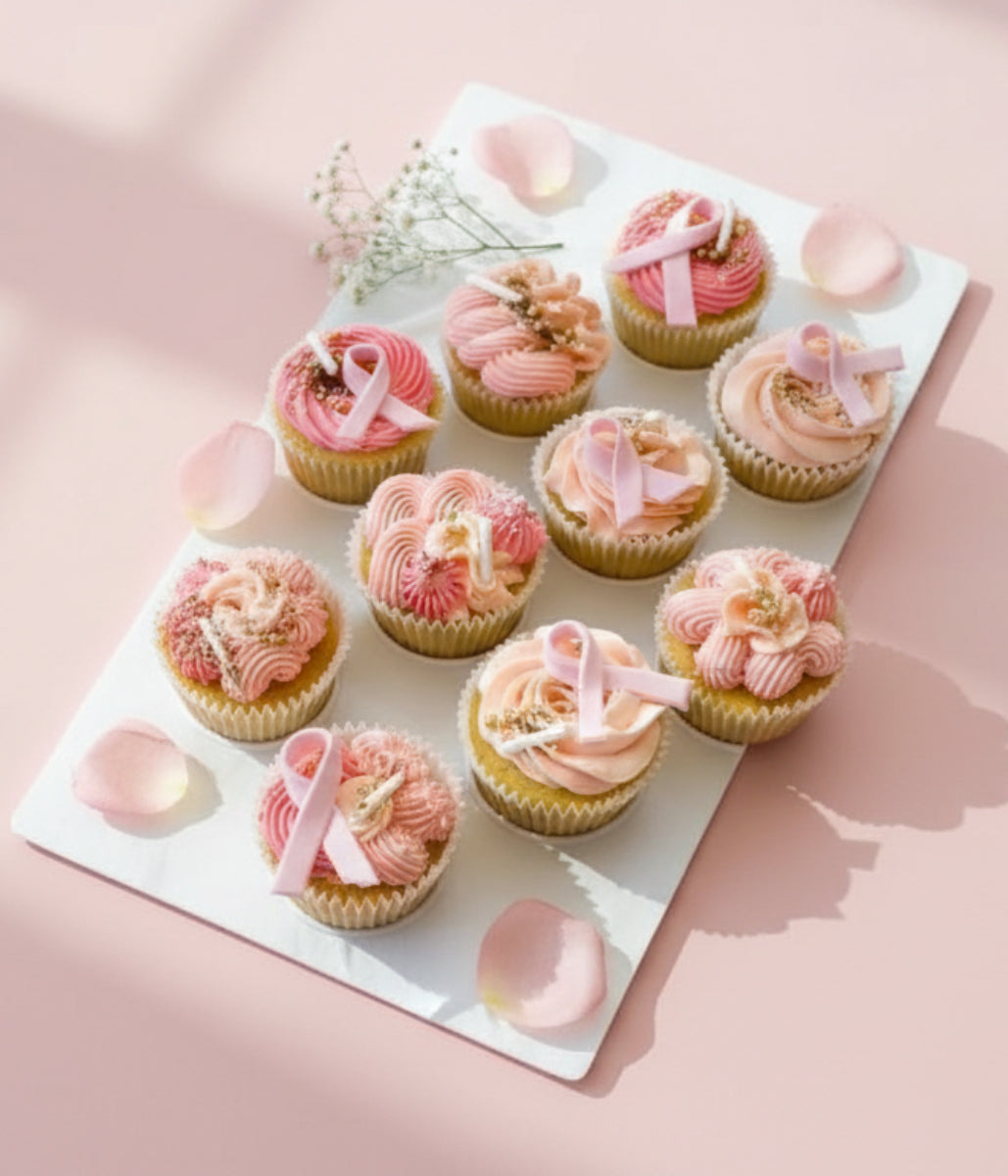 Breast Cancer Pink Ribbon Chocolate Cupcakes