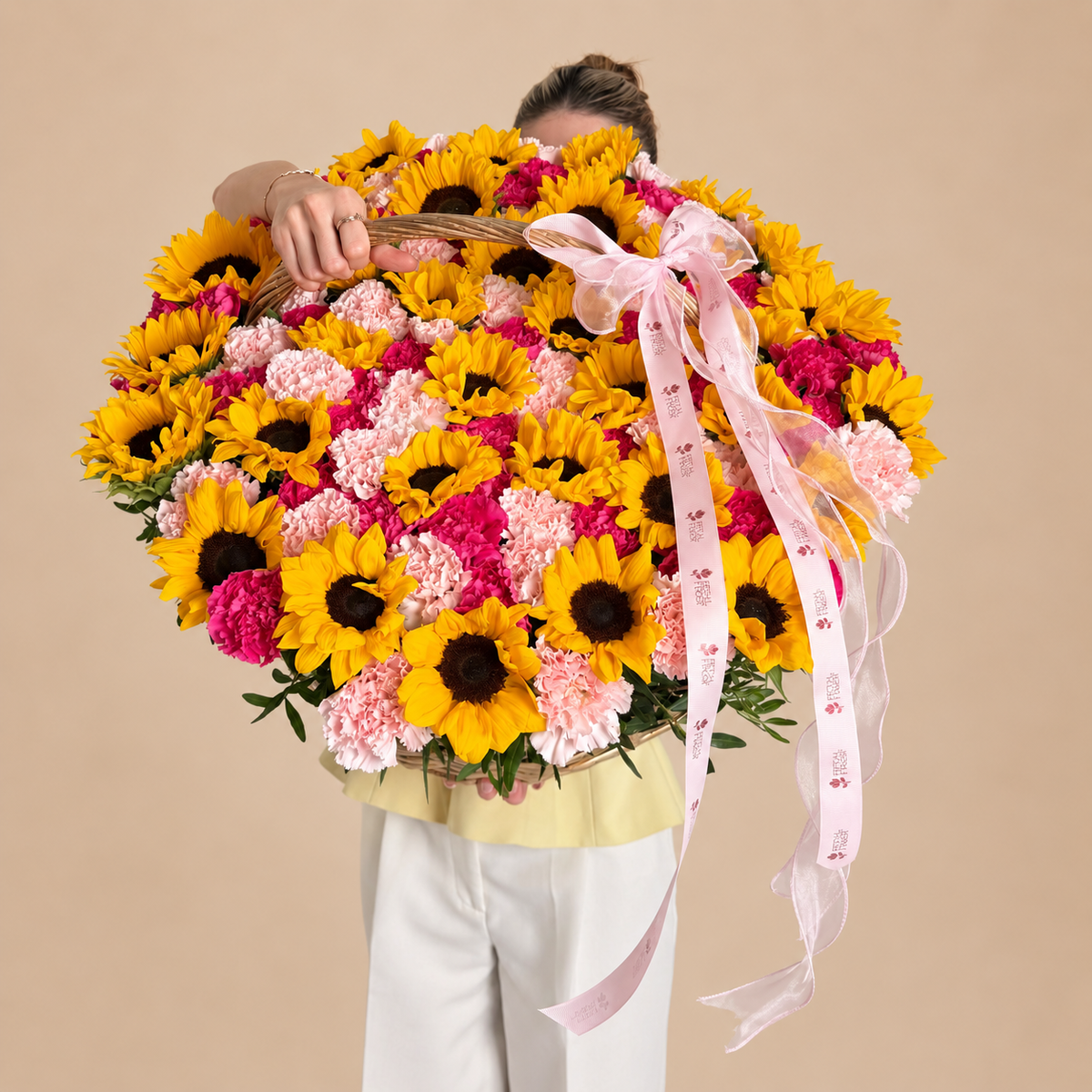 Sunflower &amp; Carnation Sunshine Basket