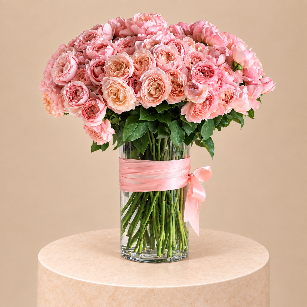Blush Rosette Glass Vase