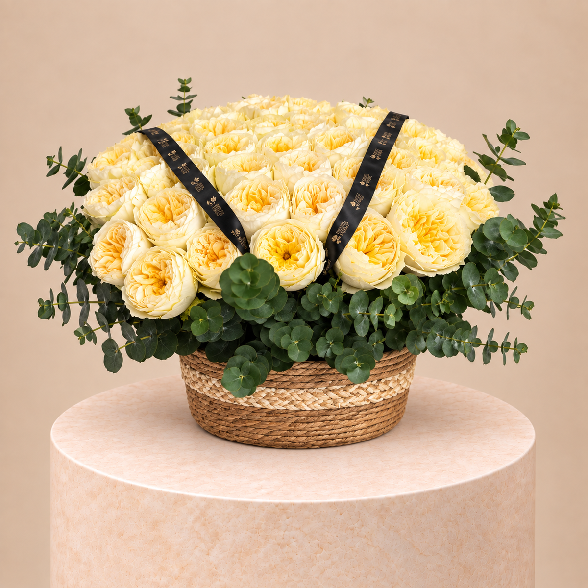 Soft Yellow Rose Basket