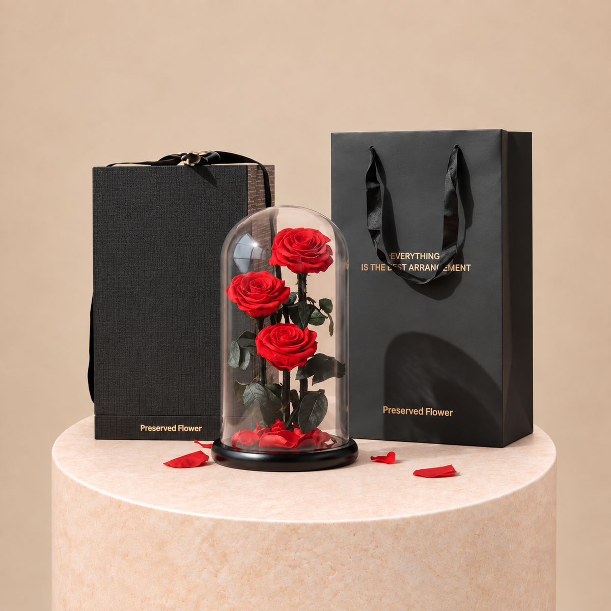 3 Preserved Red Rose