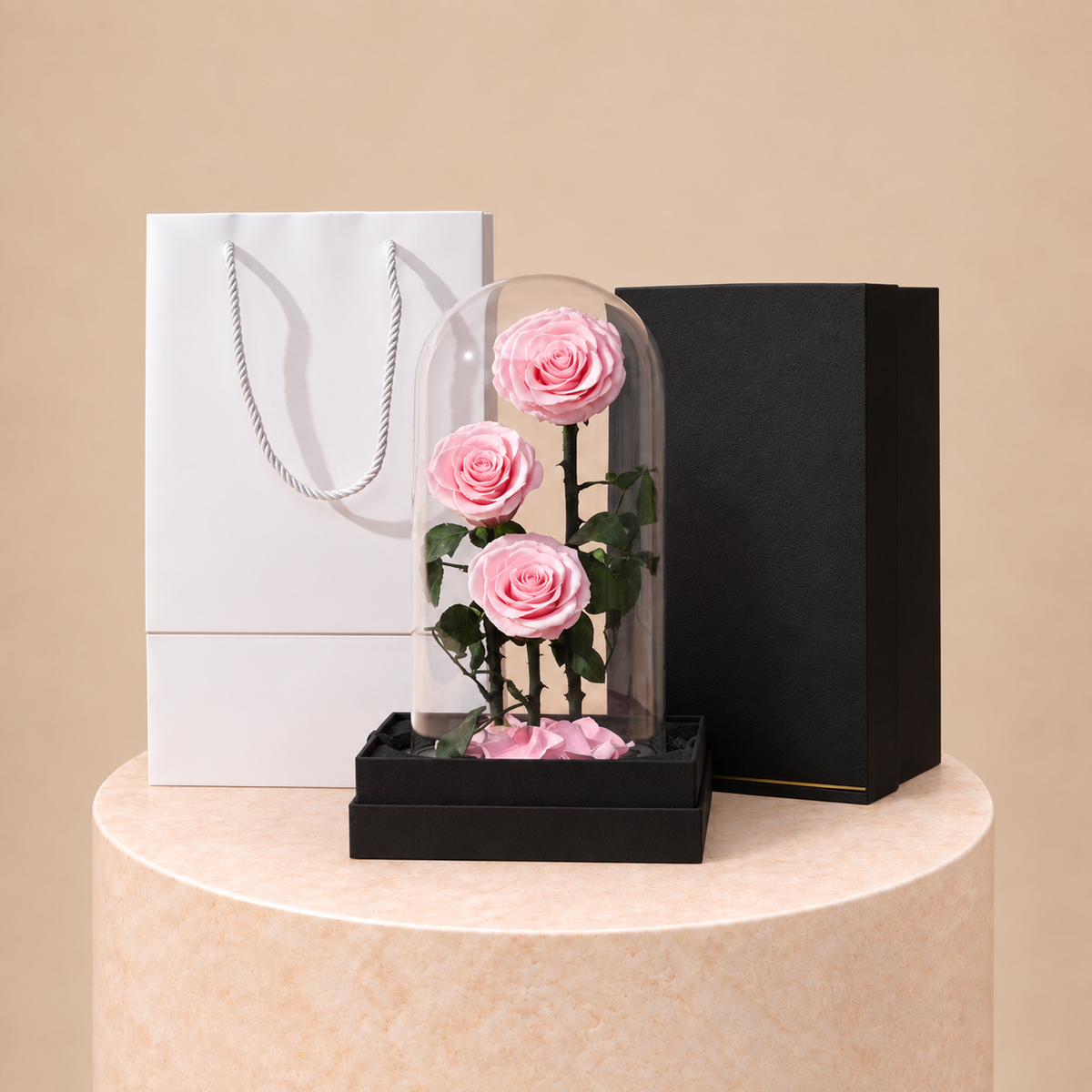 3 Preserved Pink Rose