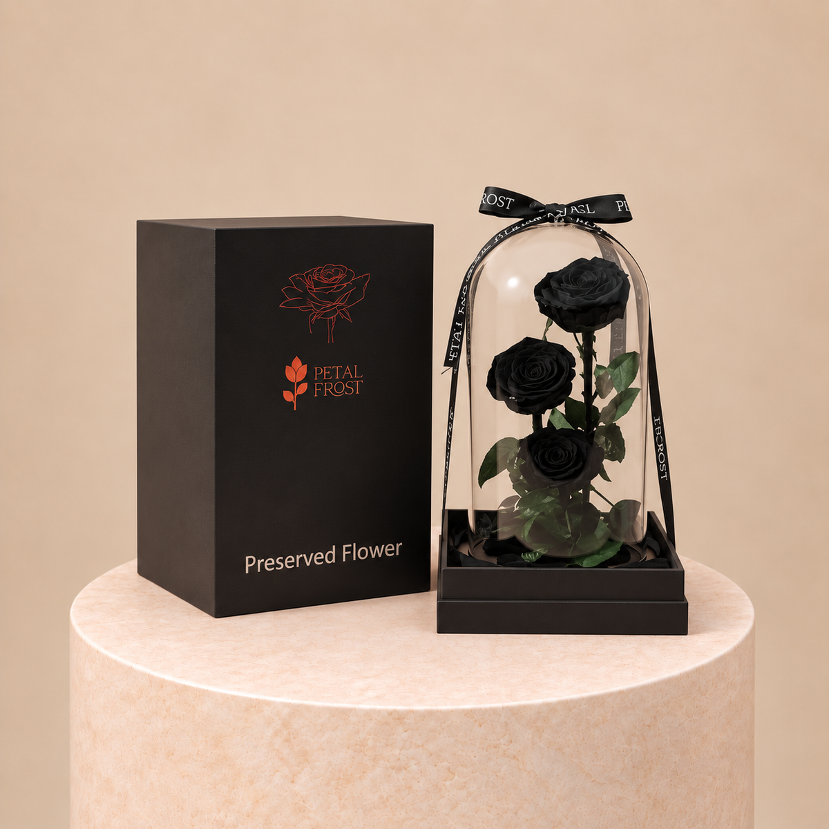 3 Preserved Black Rose