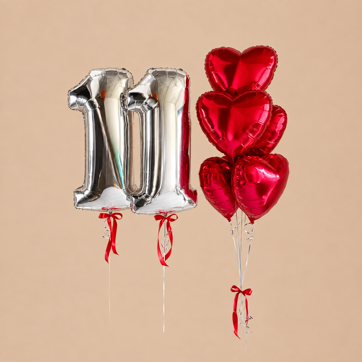 Number ballon with heart foil ballons