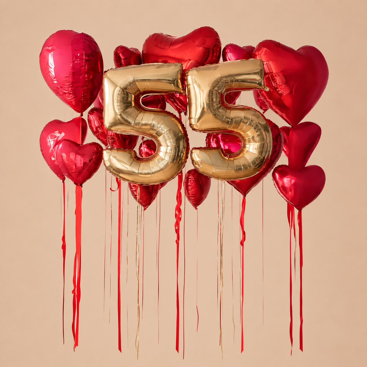 55 golden ballons