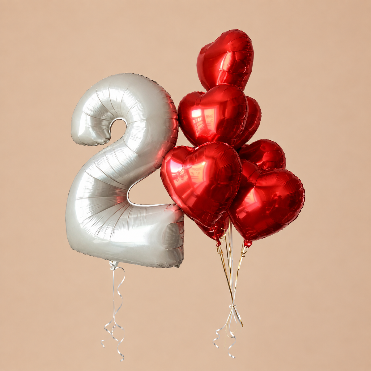 Number to ballon with heart foil