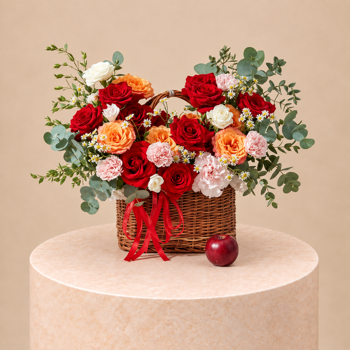 Basket of red flowers