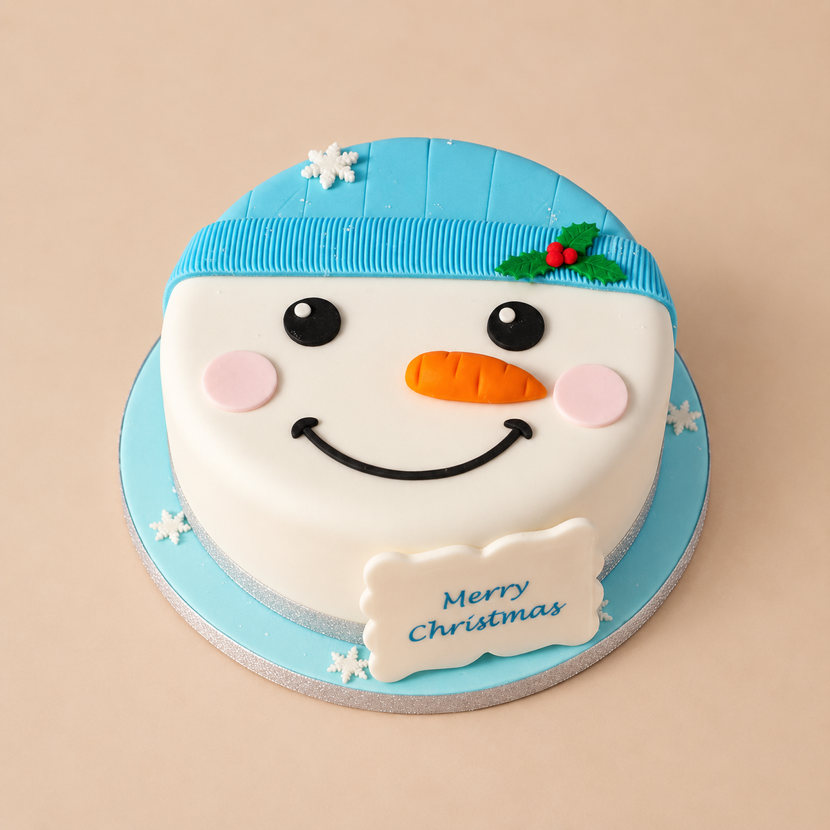 Christmas snow man cake