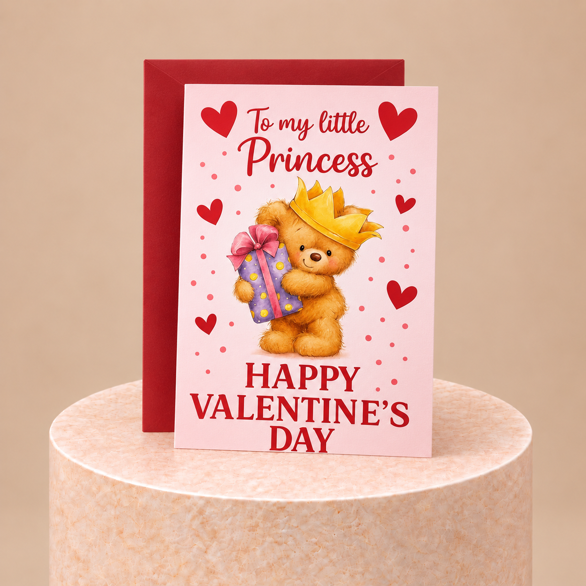 Teddy Bear with Crown, Valentine's Day Gift Card