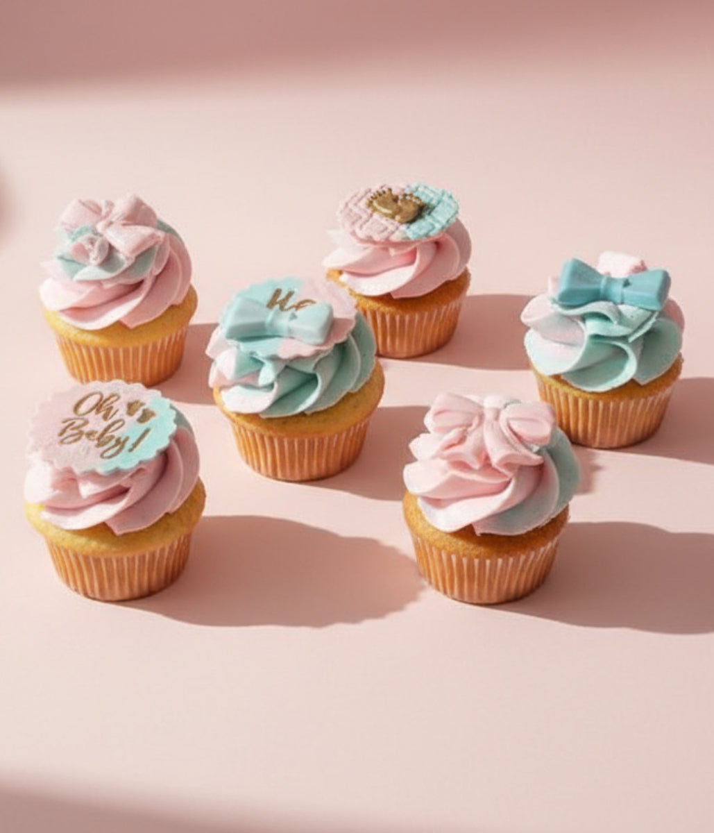 Gender reveal cupcakes