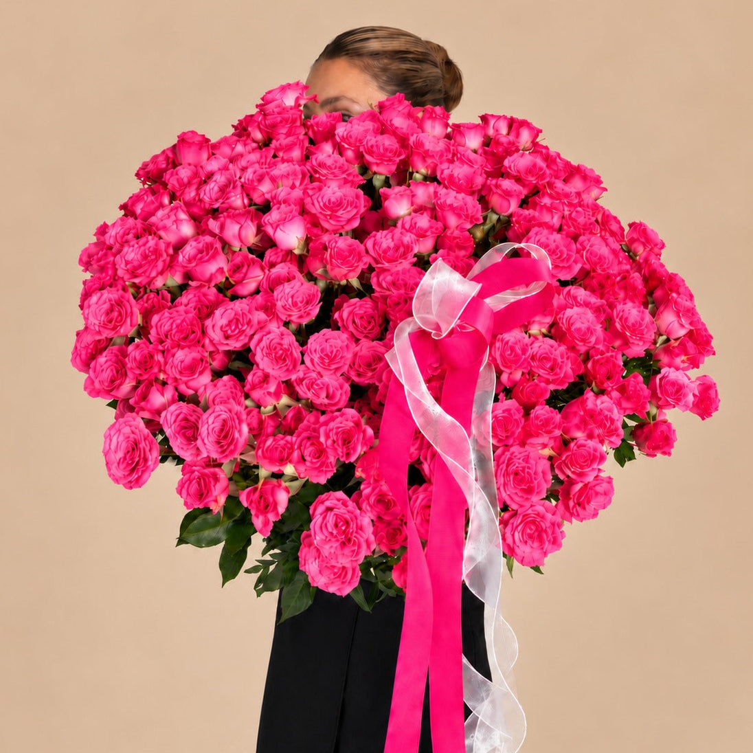 Fuchsia Love Rose Basket