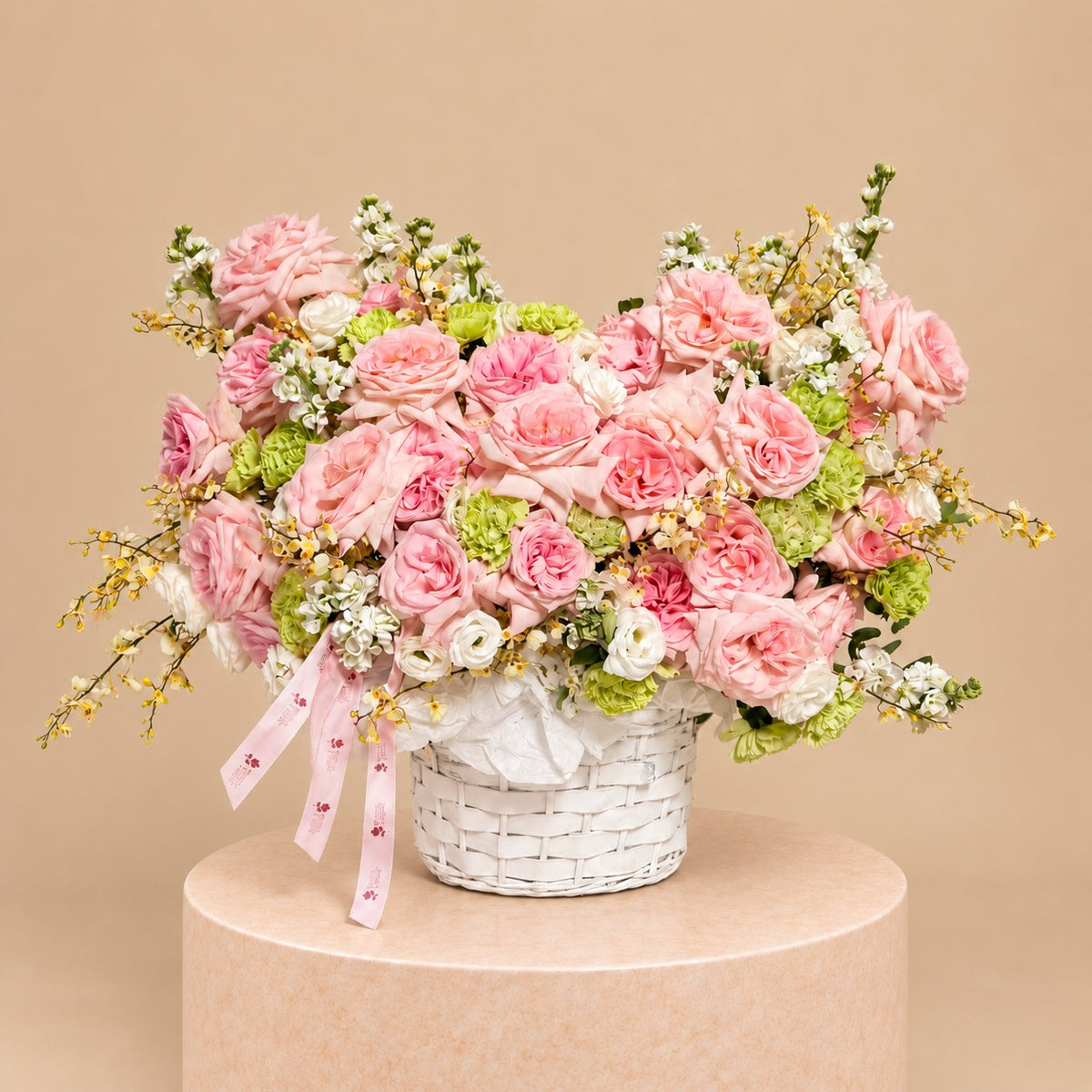 Blush Garden Pink Rose Basket