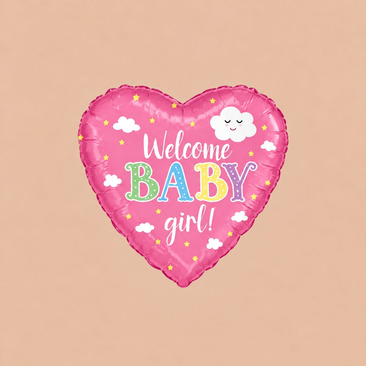 Welcome Baby Girl Heart Balloon
