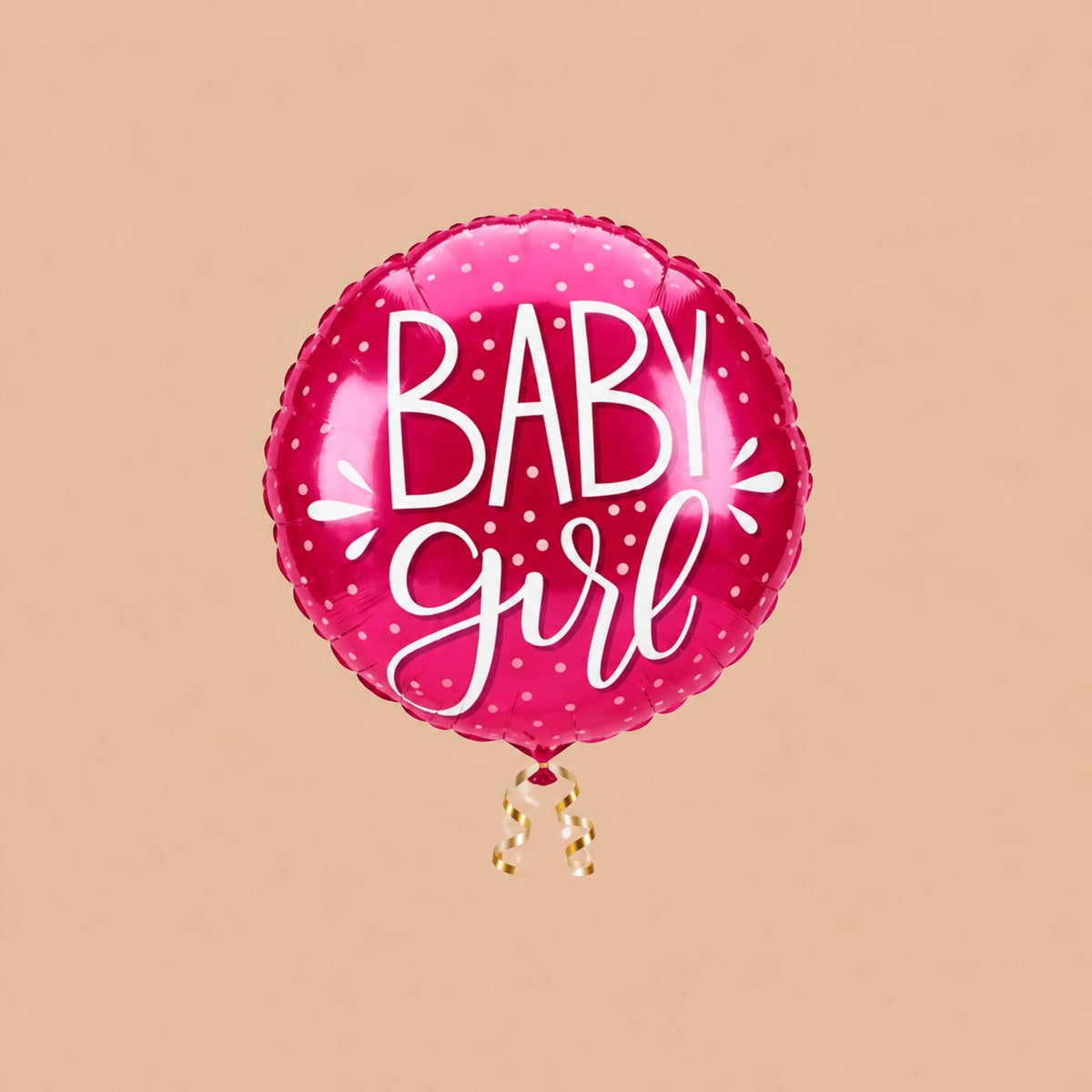 Baby Girl Pink & Gold Polka Dot Balloon