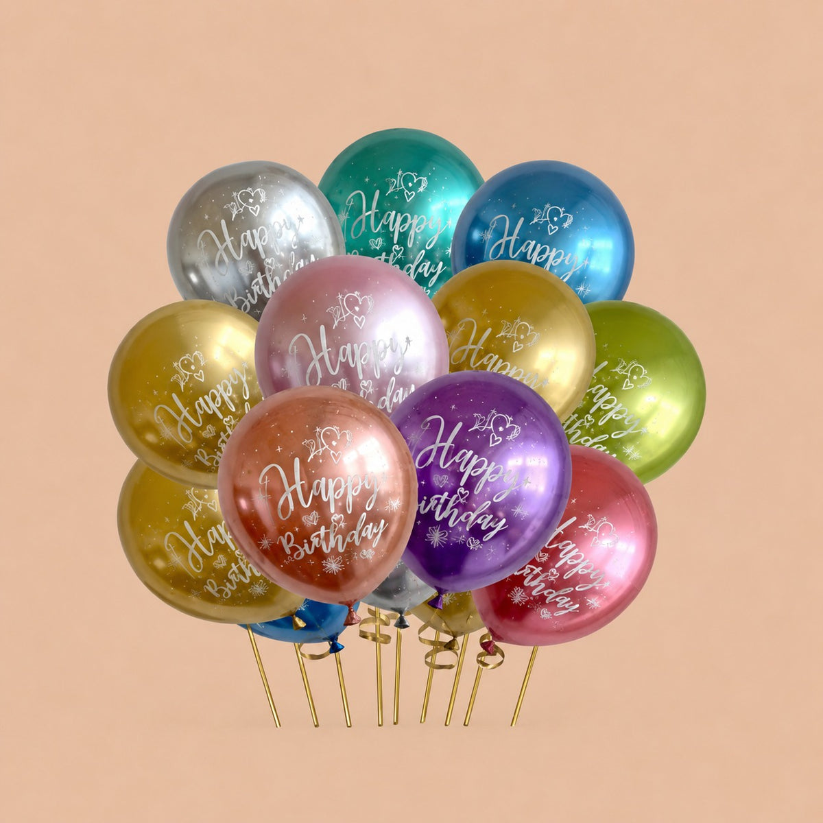 Happy Birthday Balloons Set Pastel Latex Balloons