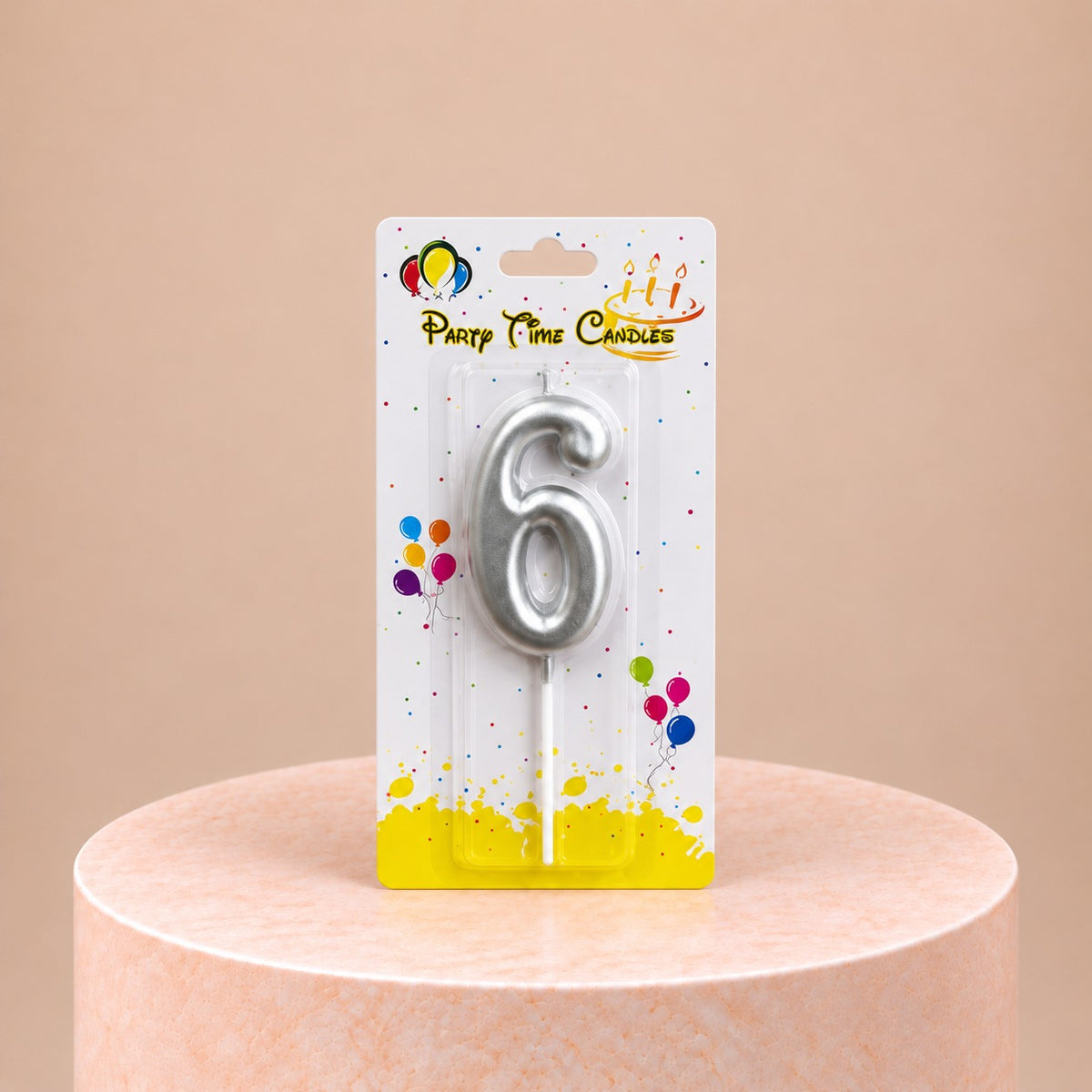 Silver Number Candle 6