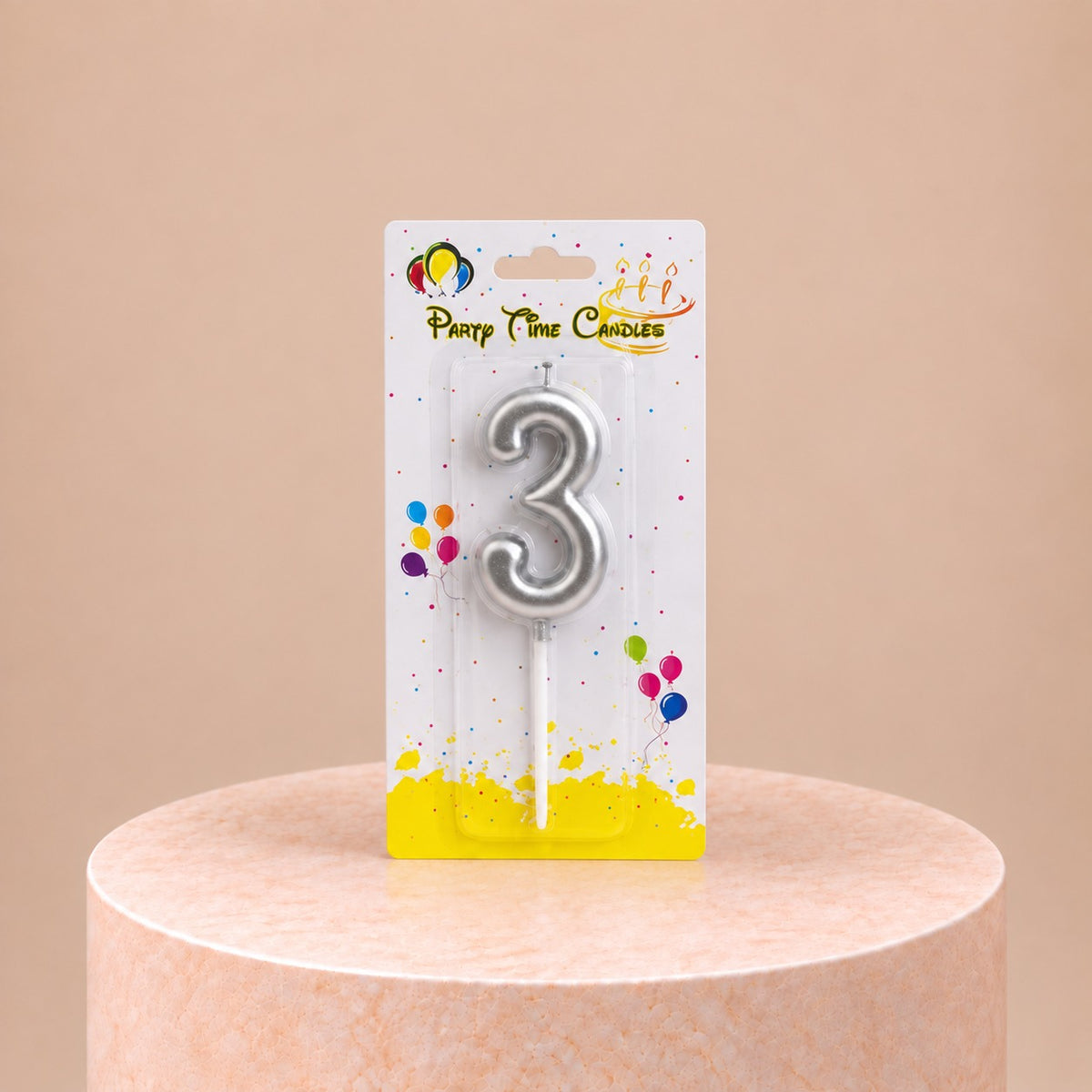 Silver Number Candle 3