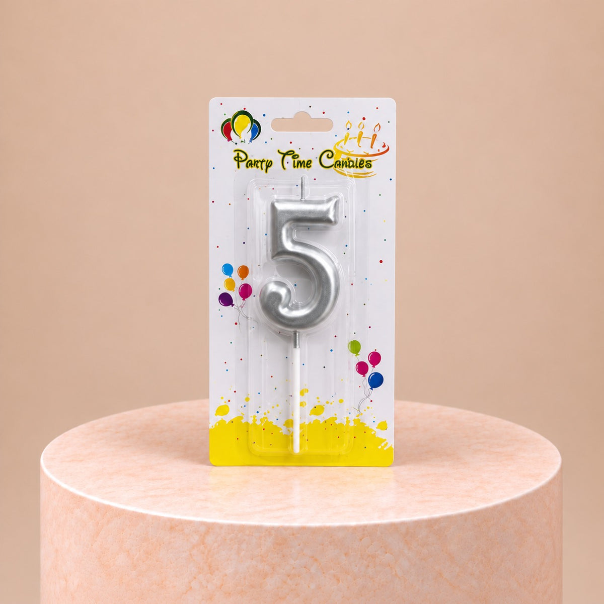 Silver Number Candle 5