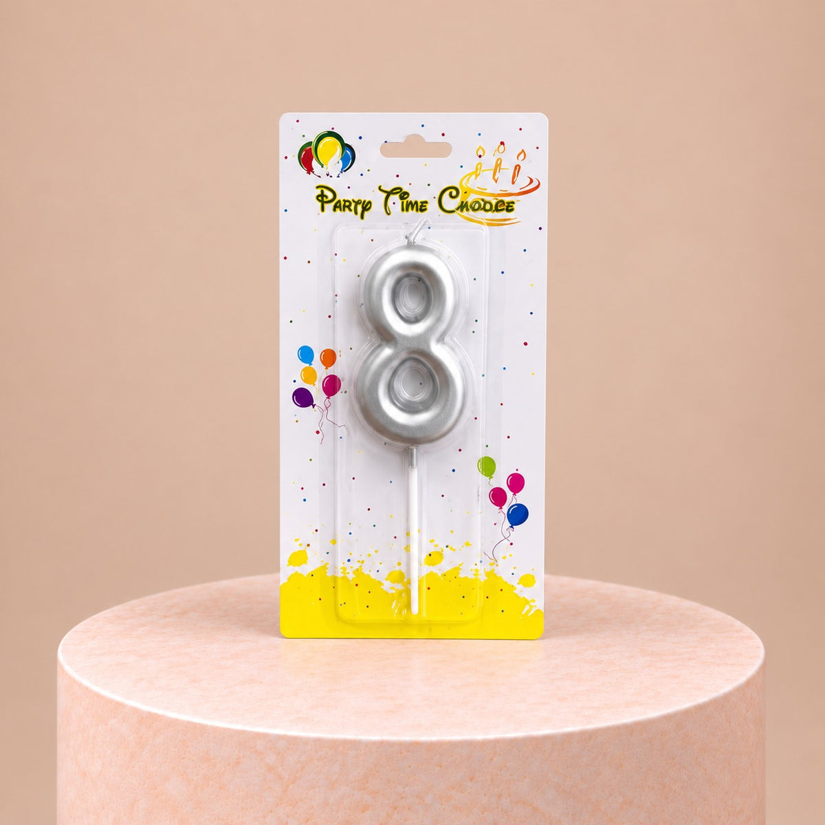 Silver Number Candle 8