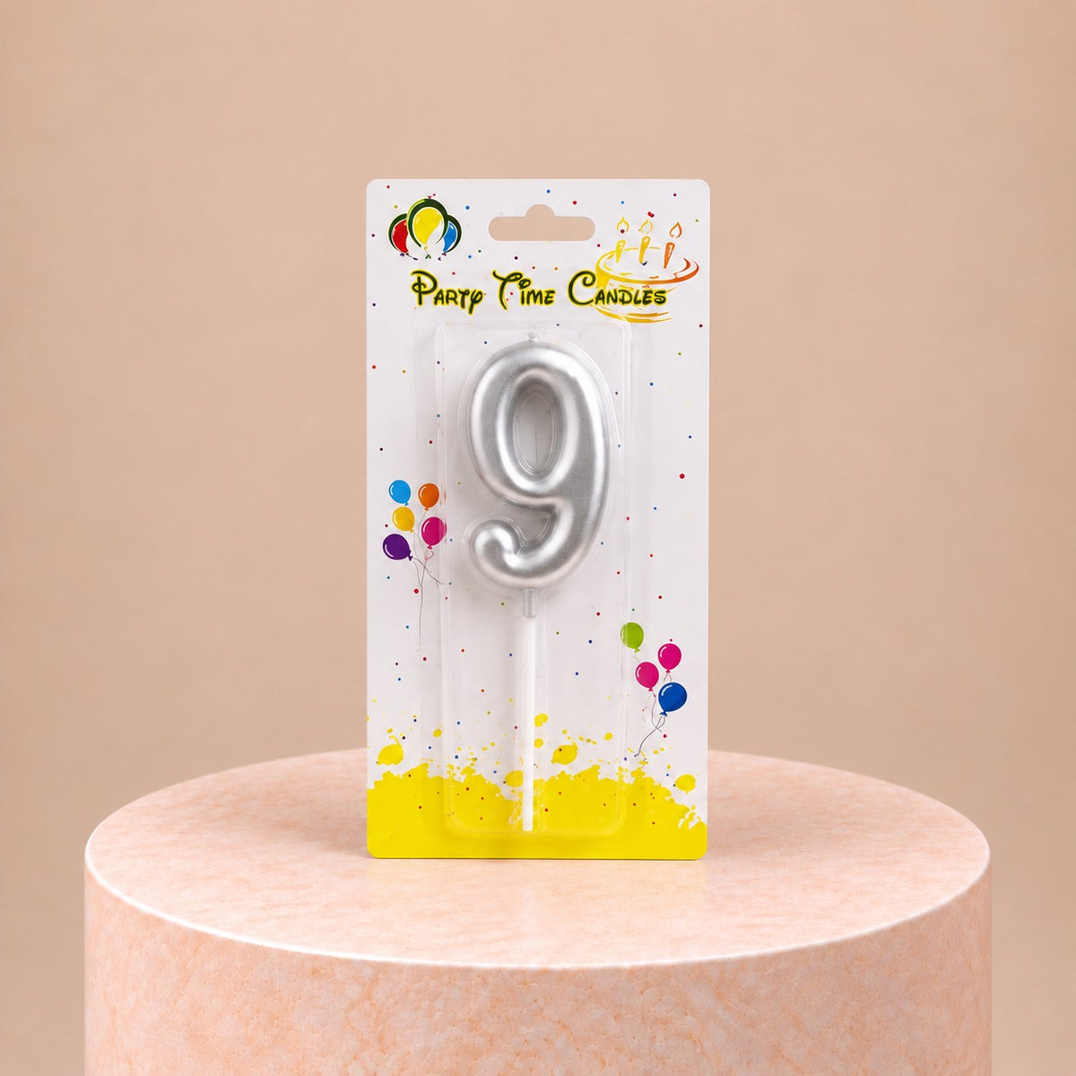 Silver Number Candle 9