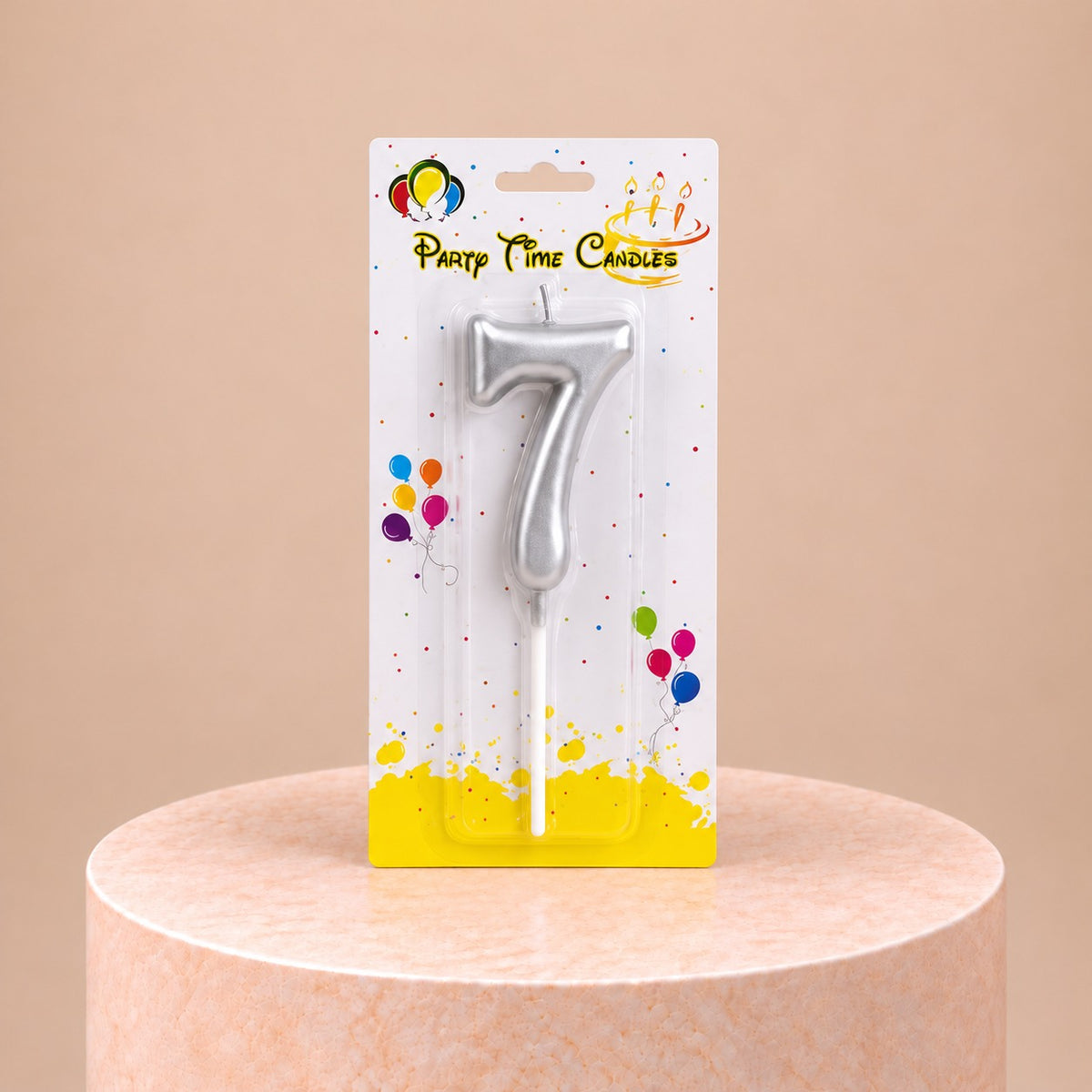 Silver Number Candle 7