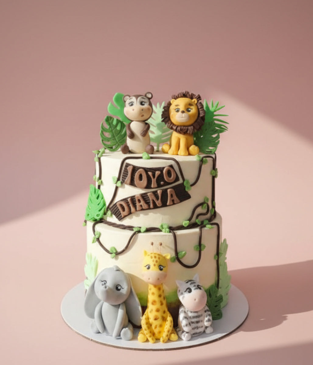 Jungle Safari 1st Birthday Cake