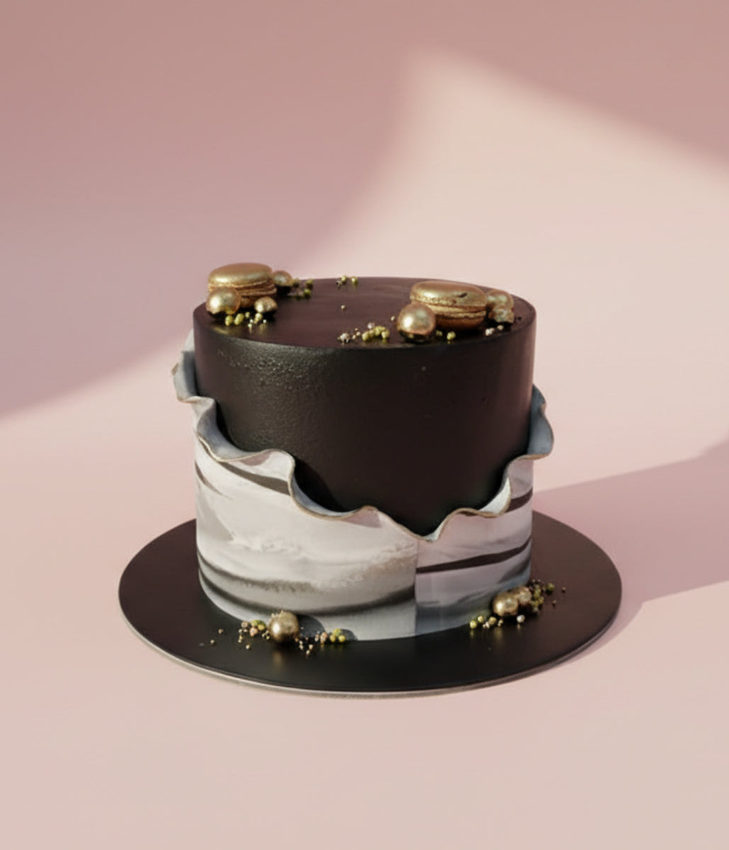 Marble Wrap Black Cake | Father's Day Cake