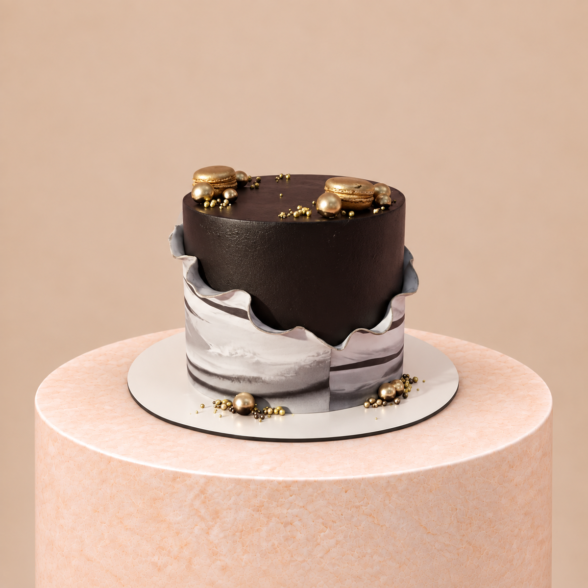 Marble Wrap Black Cake | Father's Day Cake