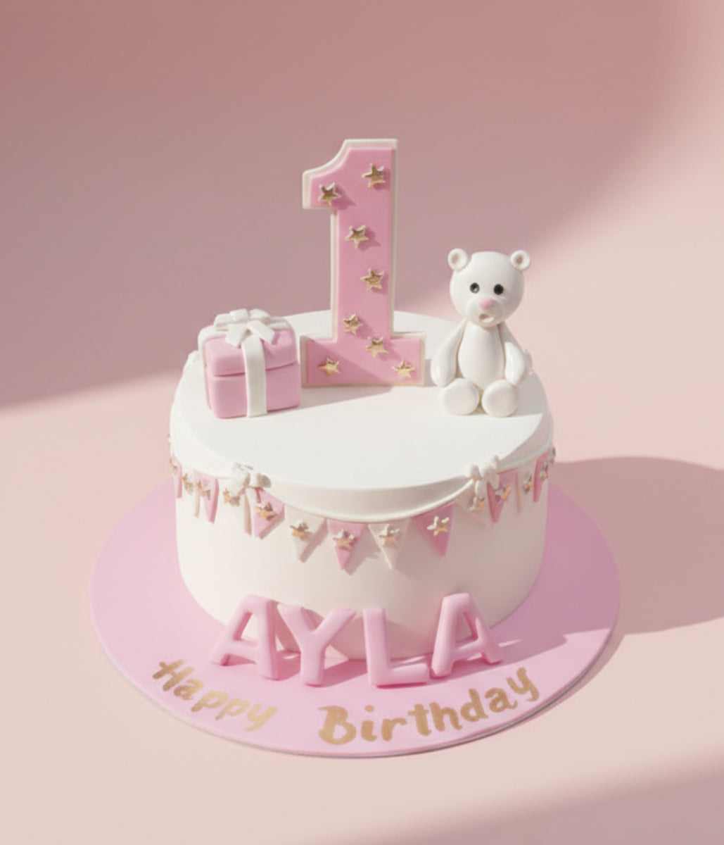 Pink Teddy Bear Baby Cake