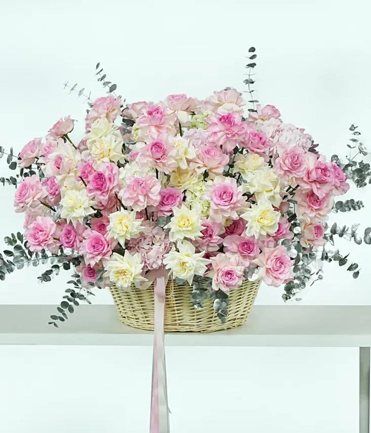 Abundance of Roses and Hydrangeas Basket