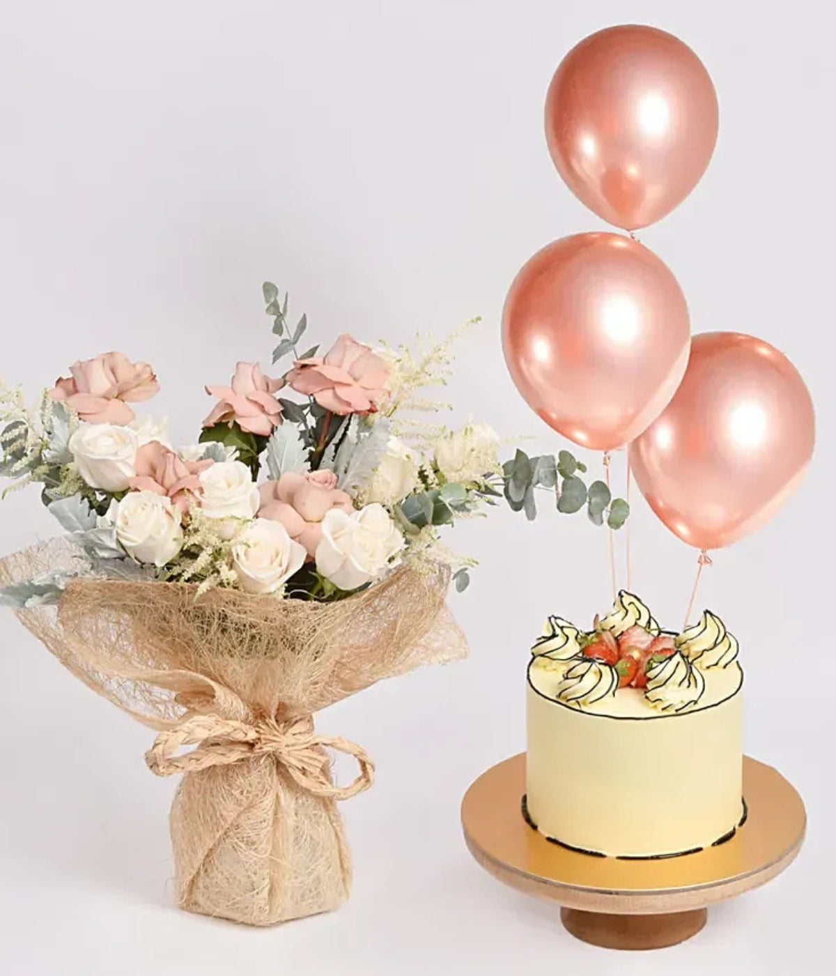 Rose Affection Cake and Balloons