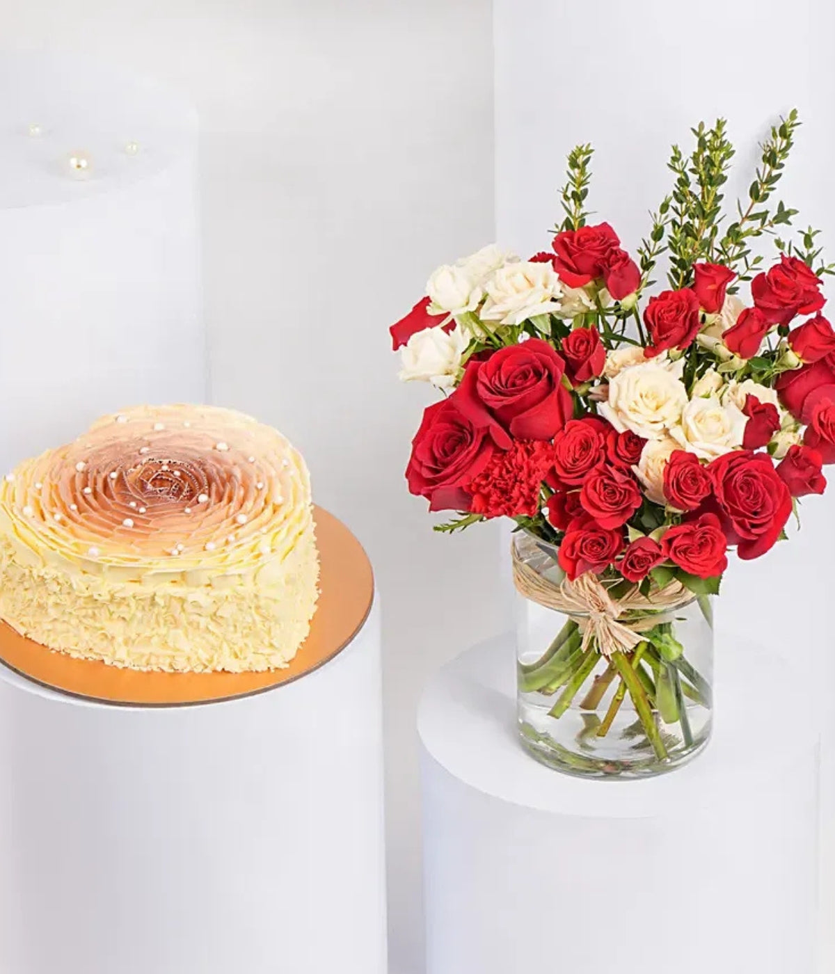 Heart of Rose Cake with Flowers