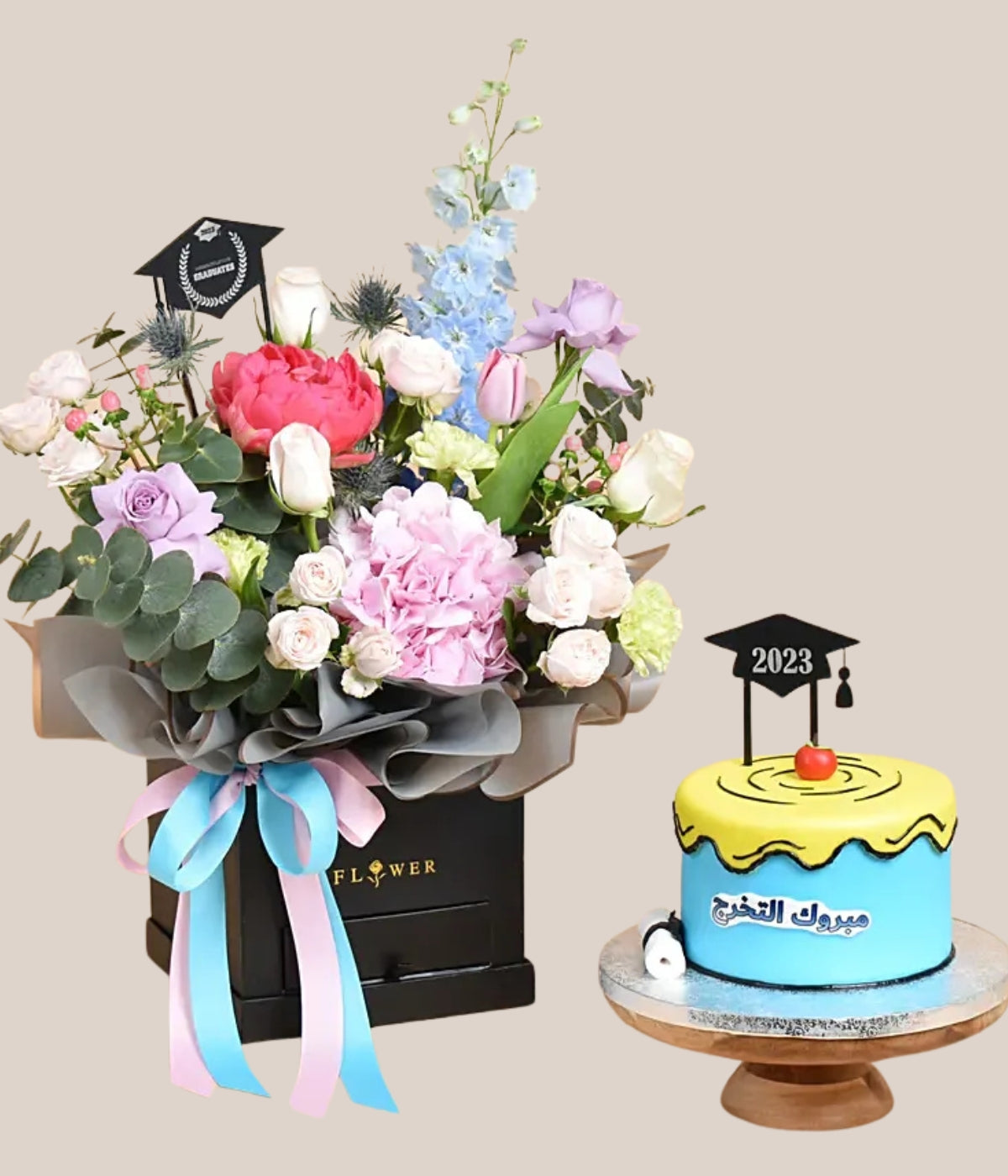 Congrats Graduate Flowers with Cake