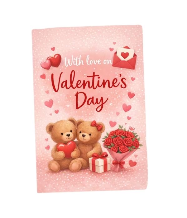 Valentine' Day Teddy & Greeting Card and Envelope