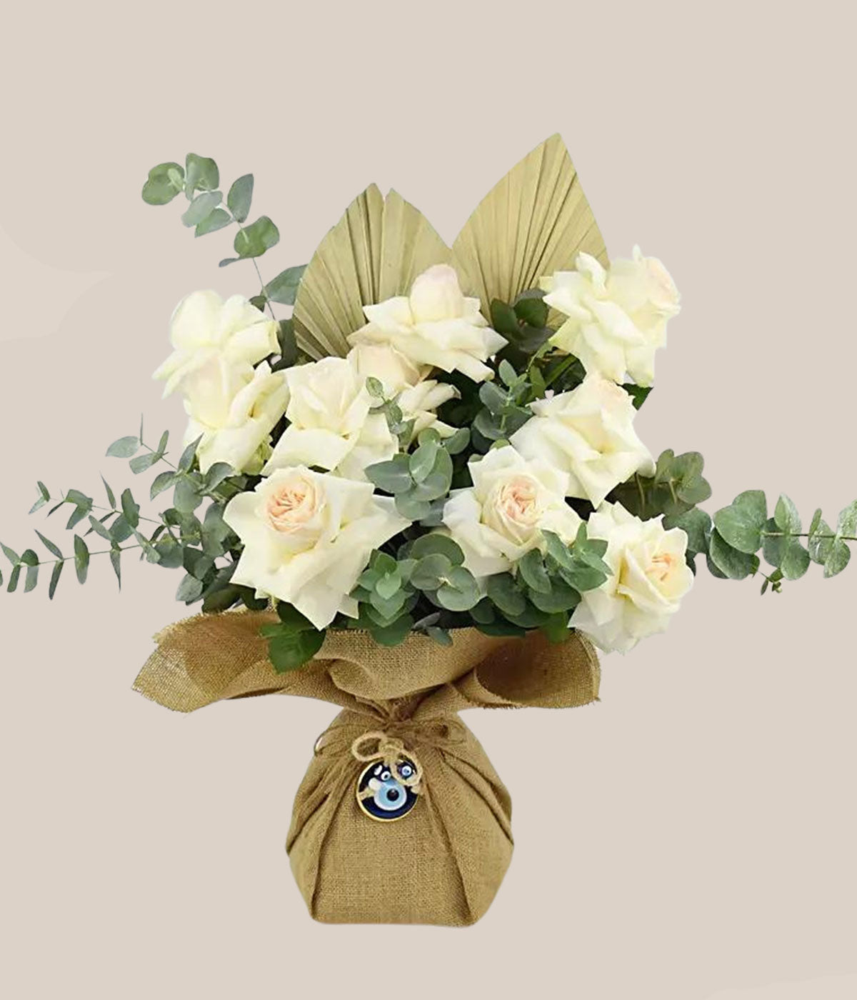 White Roses Bouquet with Evil eye